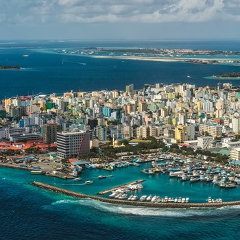 arial view of Malé harbour in The Maldives