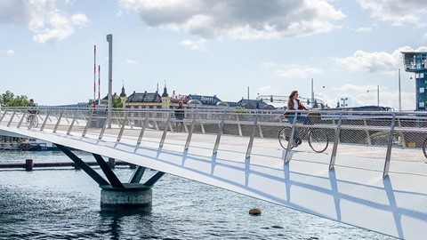 Beautiful bicycle bridge connects historic Copenhagen