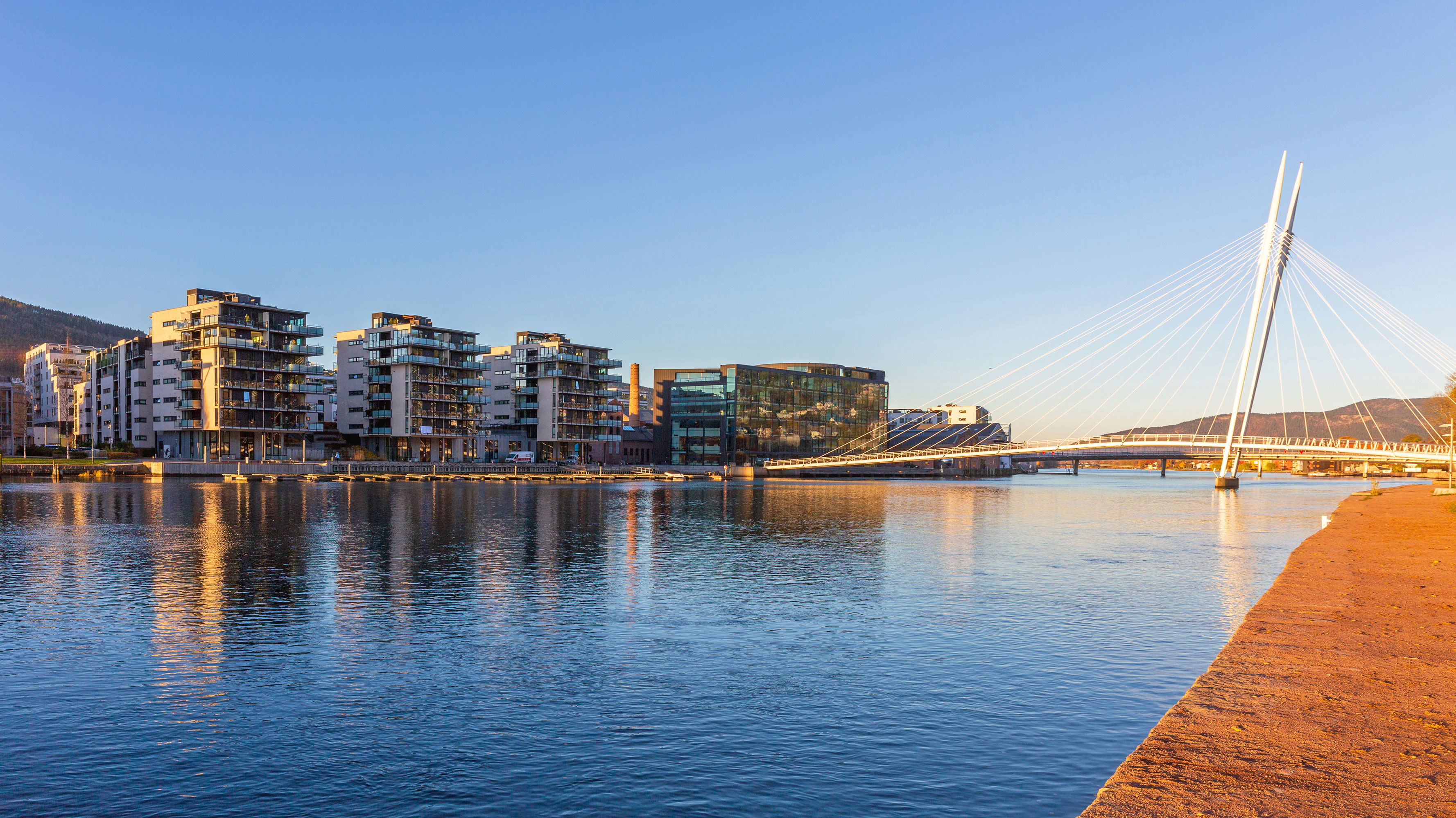 Ypsilon Bridge Over Fjord In Drammen Norway